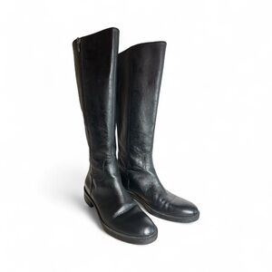 Enzo Angiolini Black Knee High Low Heel Leather Riding Boot, Size 9